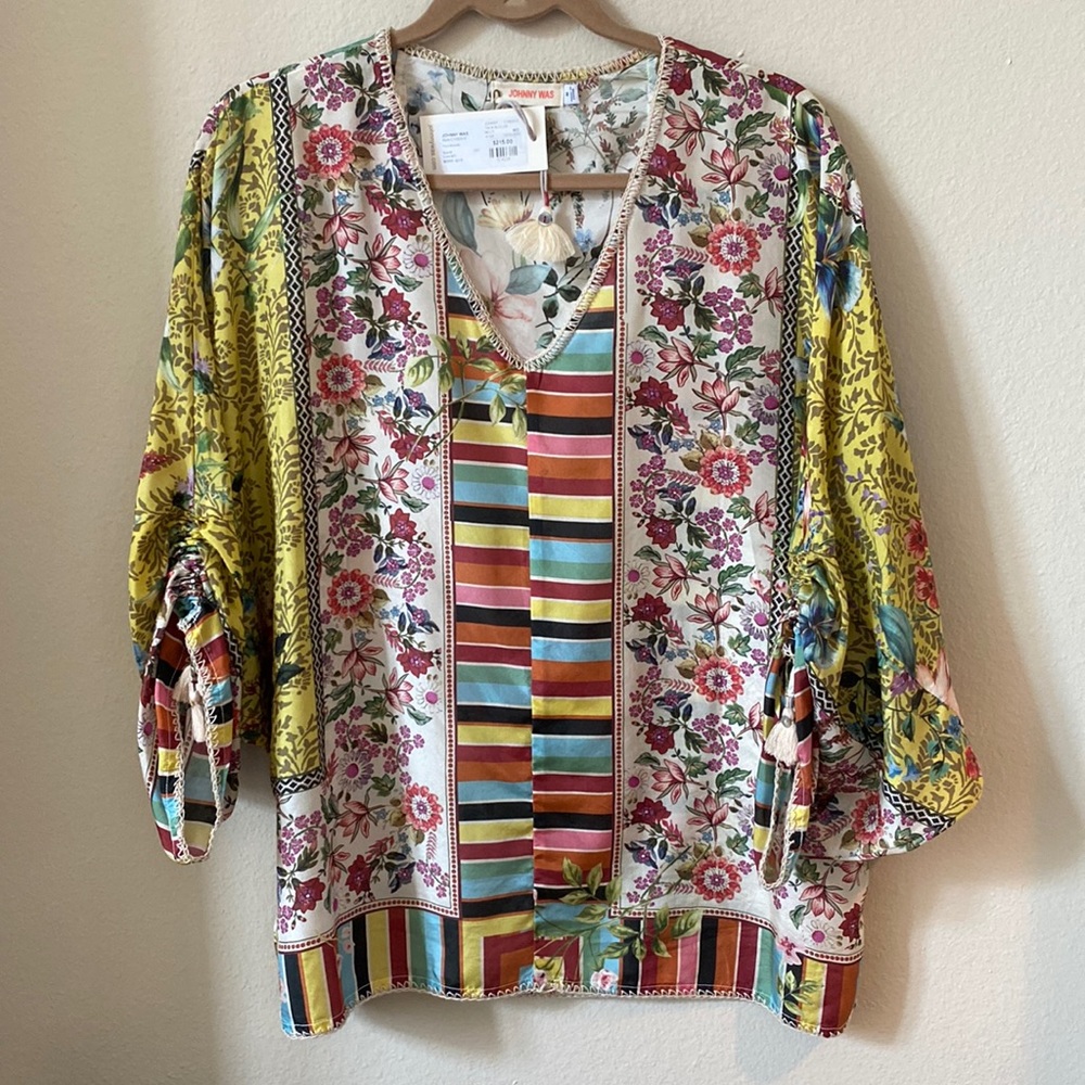 Johnny Was 100% silk Talia top. Very gently worn with original tag.